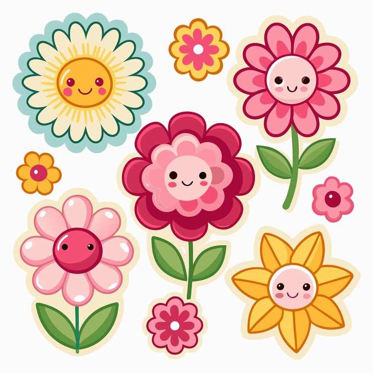 Vector colección de pegatinas florales coloridas para hacer artesanías y decorar