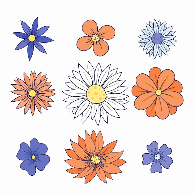 Colección de pegatinas de flores