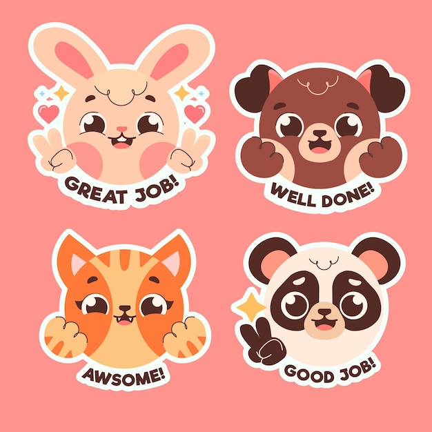 Colección de pegatinas de gran trabajo de diseño plano