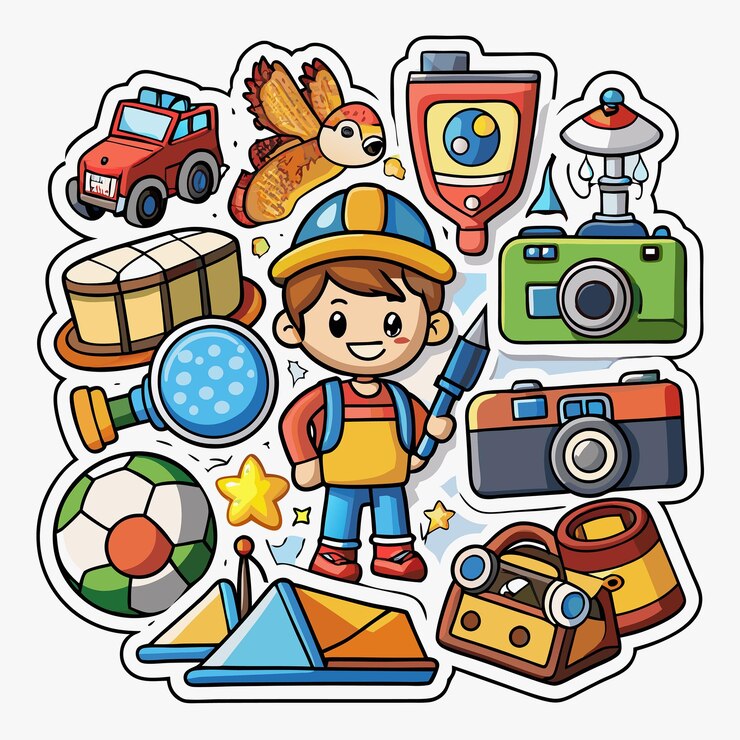 Vector colección de pegatinas hobby ilustración de personajes de dibujos animados
