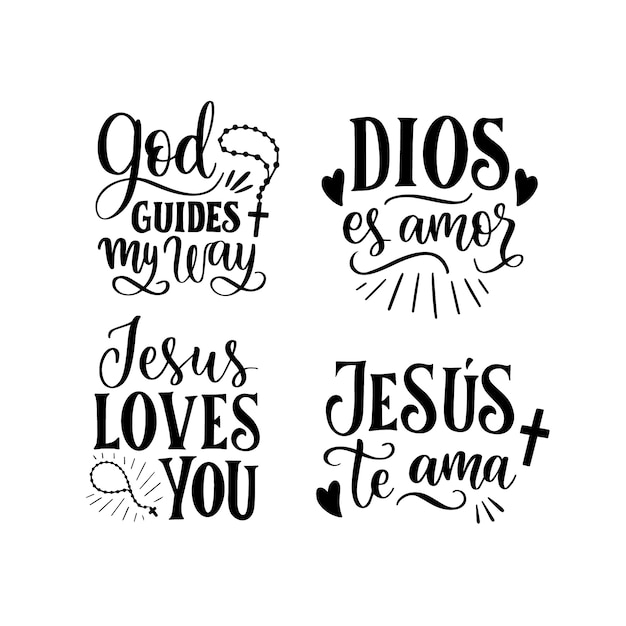 Vector colección de pegatinas de letras de dios