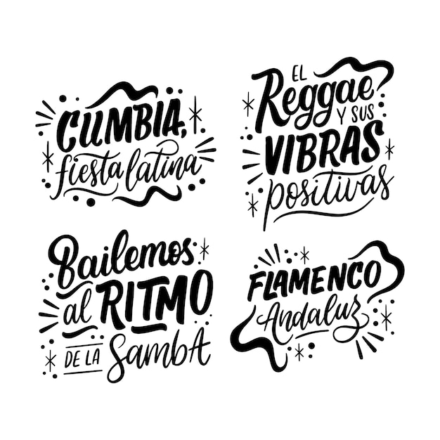 Colección de pegatinas de música con letras.