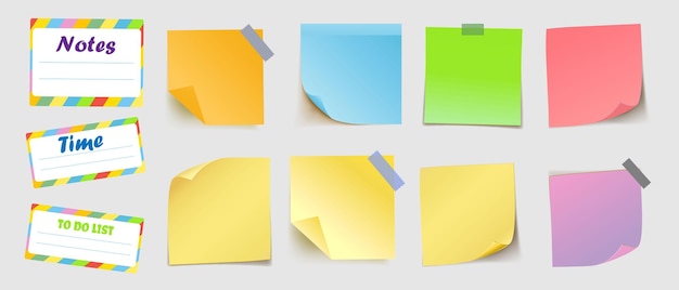 Colección de pegatinas de notas coloridas Ideales para organizar tareas cotidianas registrando cosas importantes