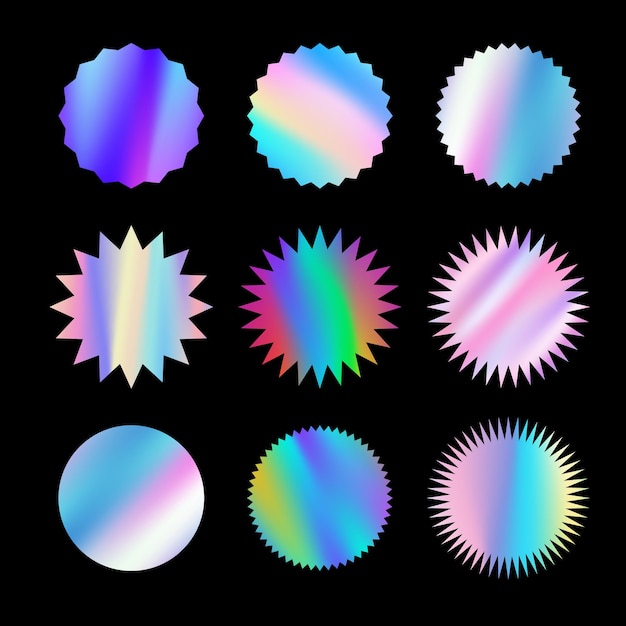 Colección de pegatinas o etiquetas holográficas