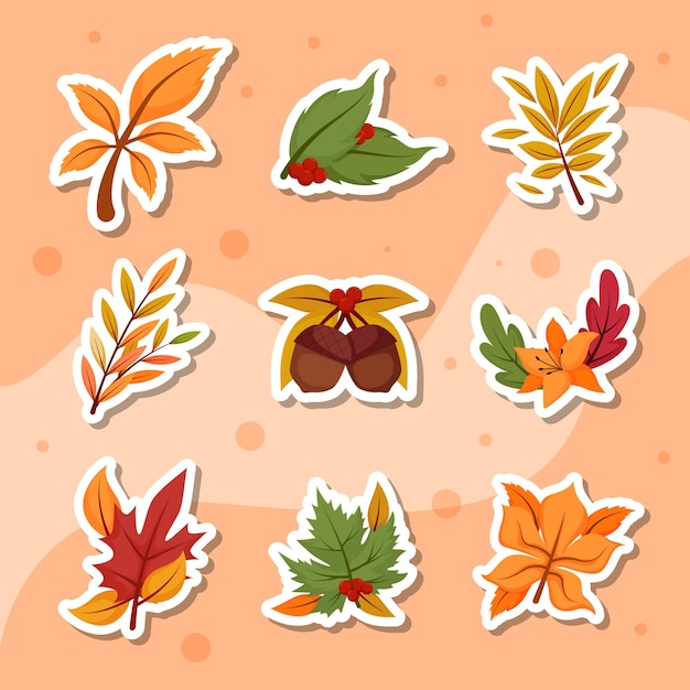 una colección de pegatinas con la palabra otoño en ellas