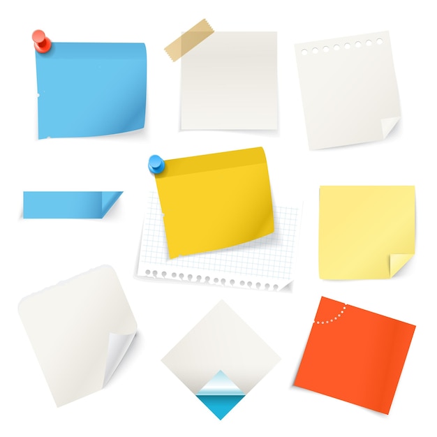 Colección de pegatinas de papel plantilla para un texto