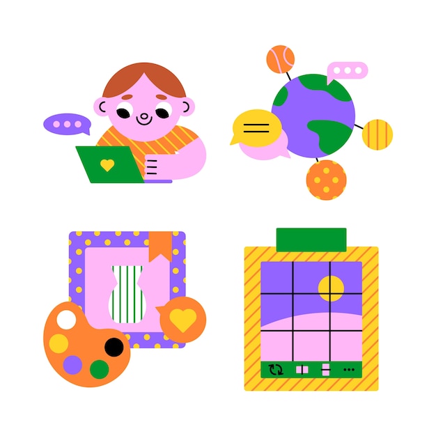 Colección de pegatinas de las redes sociales de Harmony
