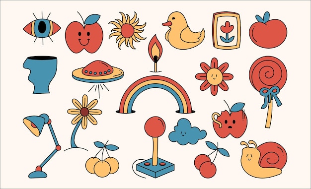 Colección de pegatinas retro antiguas