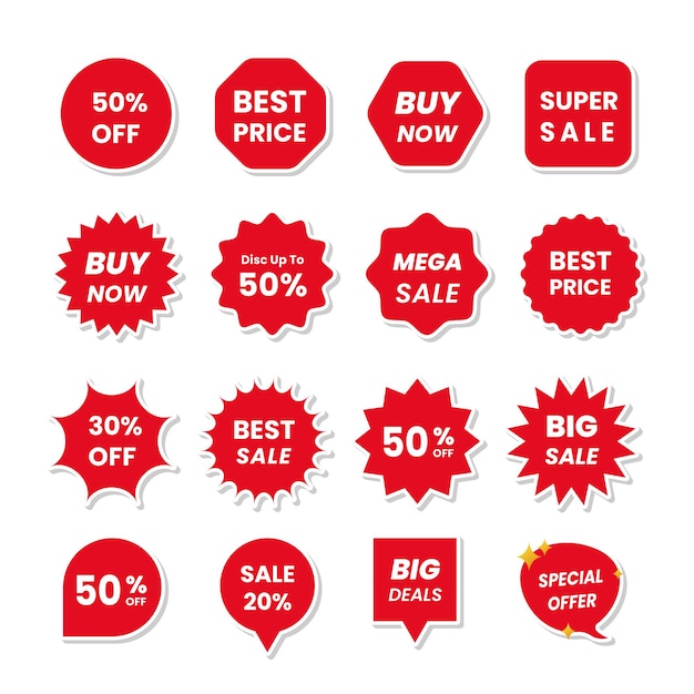 Colección de pegatinas rojas de rebajas