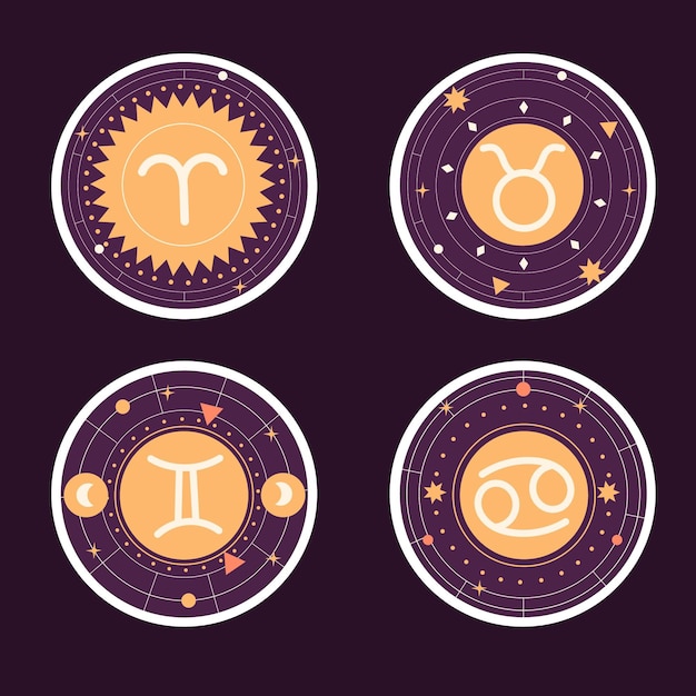 Colección de pegatinas de signos astrológicos ingenuos