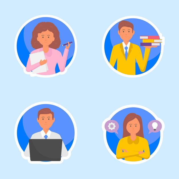 Colección de pegatinas de taller de negocios de vectores gratis