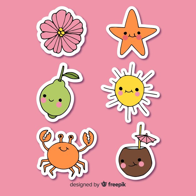 Conjunto De Pegatinas Kawaii O Elementos Con Linda Ilustración Vectorial De  Estilo De Dibujos Animados Manga Anime Japonés Ilustraciones svg,  vectoriales, clip art vectorizado libre de derechos. Image 205396754