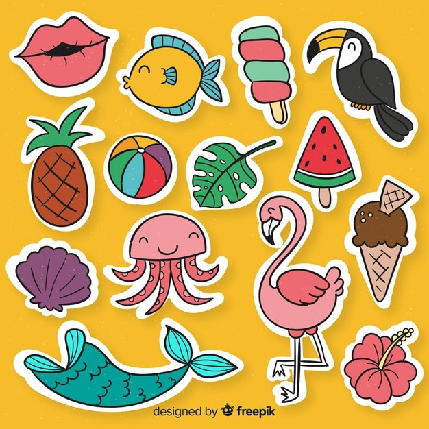 Colección de pegatinas de verano