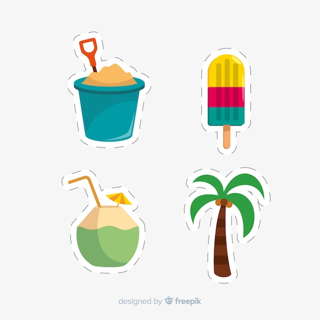 Colección de pegatinas de verano