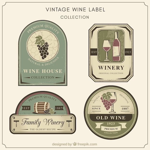 Vector colección de pegatinas de vino retro