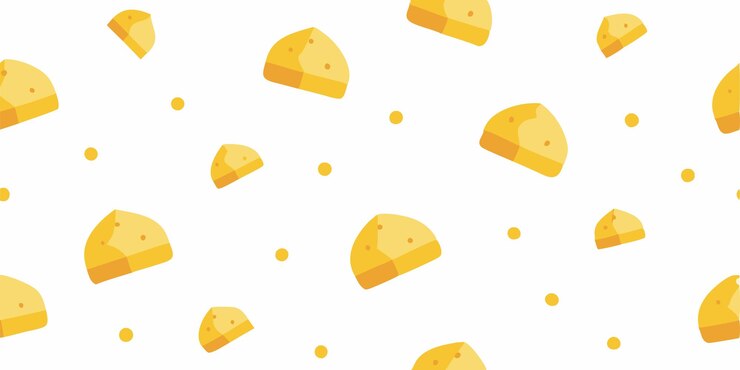 Vector una colección de pequeños pedazos de queso en un fondo blanco