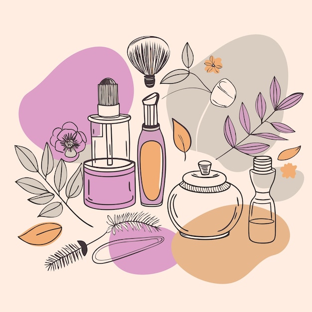 una colección de perfumes y flores incluyendo uno que dice quot perfume quot