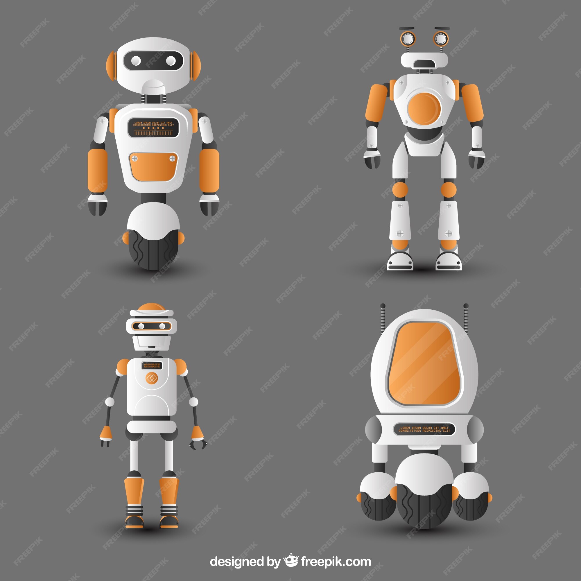 Colección personaje de robot realista | Vector Premium