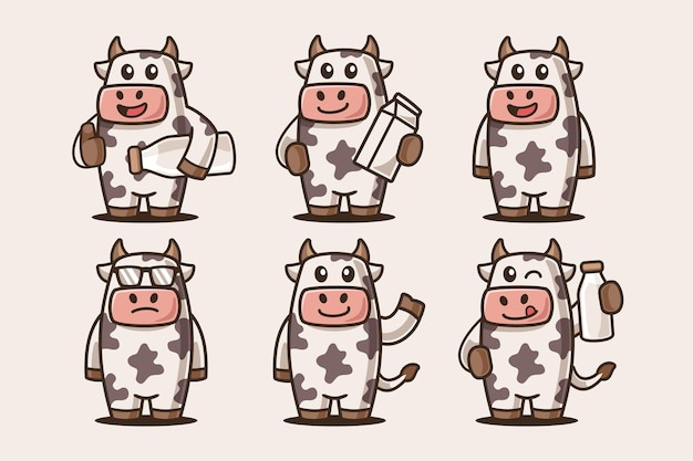 Colección de personaje de vaca de dibujos animados