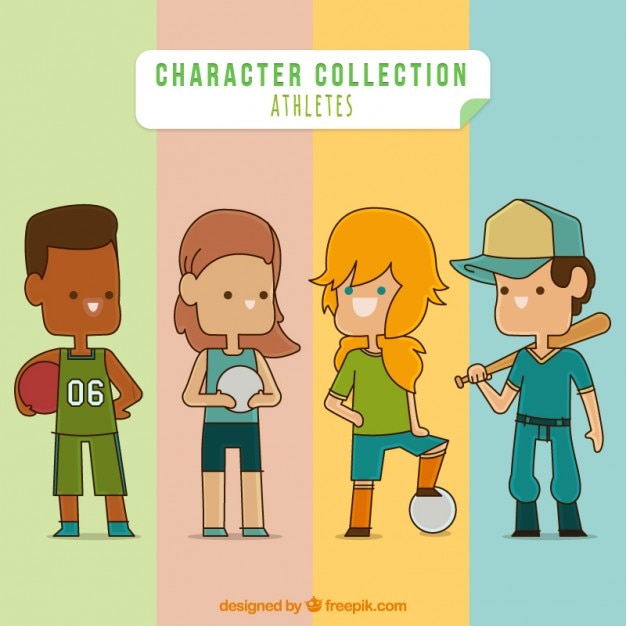 Vector colección de personajes atletas