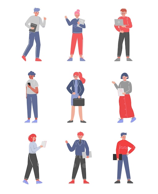 Colección de personajes comerciales Empleados de oficina masculinos y femeninos Ilustración vectorial