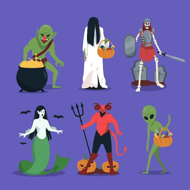 Colección de personajes de criaturas míticas para halloween