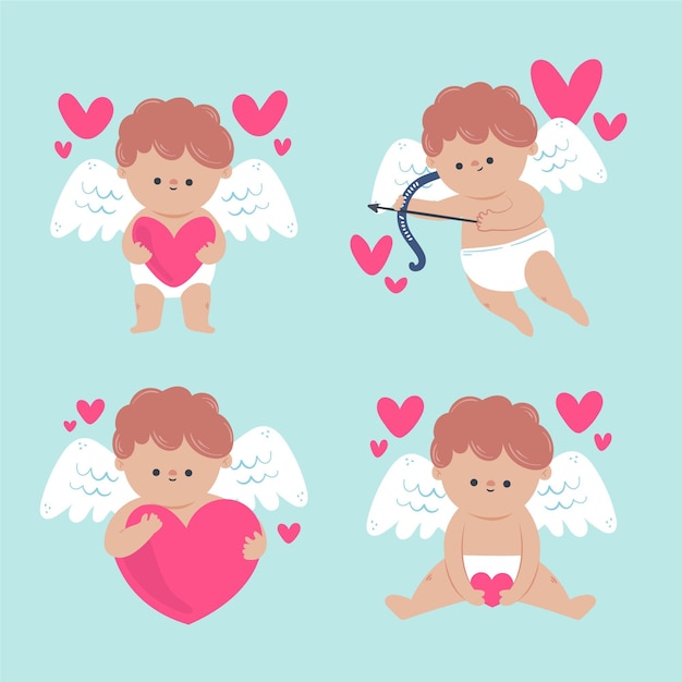 Vector colección personajes cupido dibujados a mano