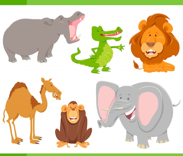 Colección de personajes de dibujos animados de animales salvajes