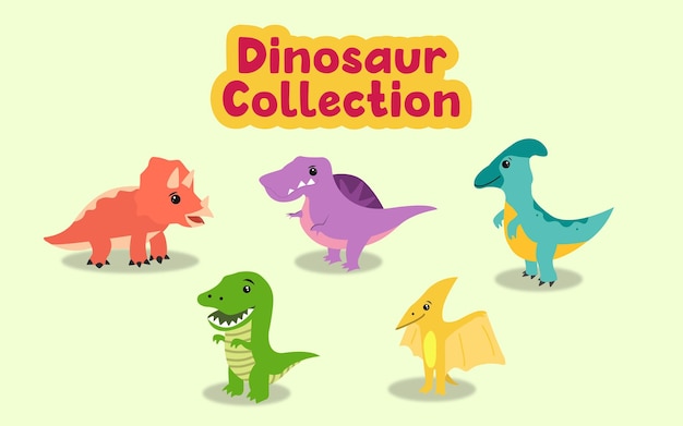 Vector colección de personajes de dibujos animados de dinosaurios lindos vectoriales