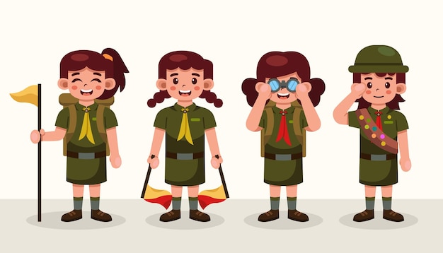 Colección de personajes de dibujos animados de Girl Scout