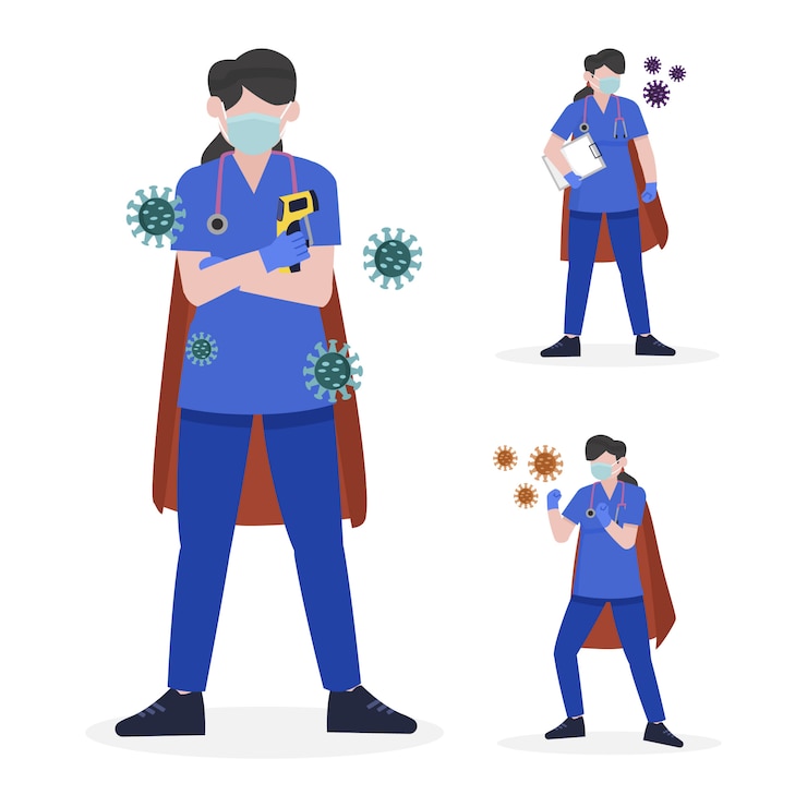 Vector colección de personajes de enfermera o médico