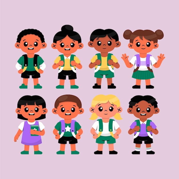 Vector colección de personajes de estudiantes de la escuela