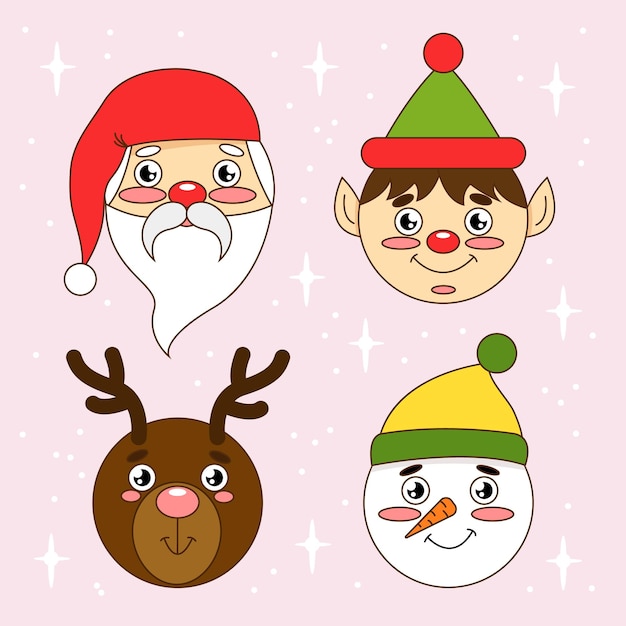 Vector colección de personajes lindos de navidad