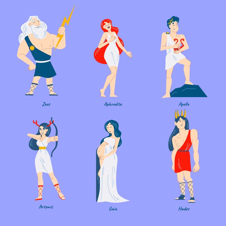 Vector colección de personajes de mitología dibujados a mano.