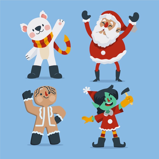 Vector colección personajes navideños dibujados a mano