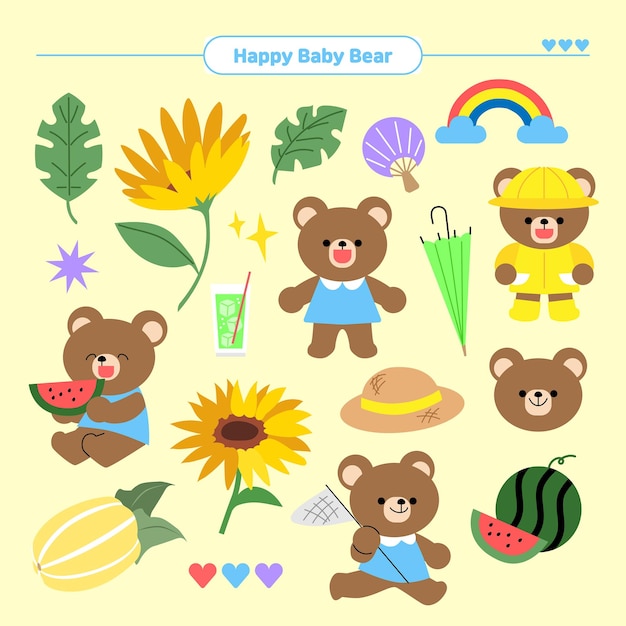Colección de personajes de osos bebés lindos