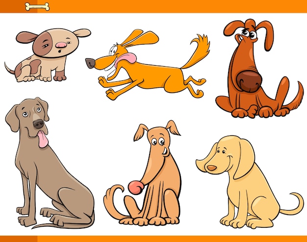 Colección de personajes de perros de dibujos animados divertidos