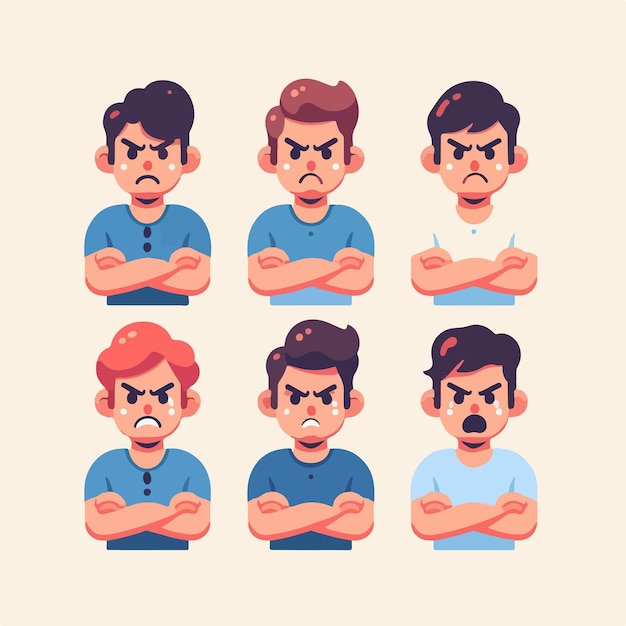 Colección de personajes de personas enojadas