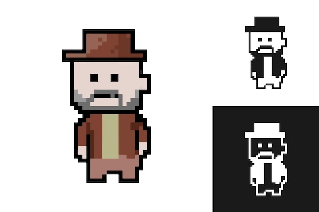 Colección de personajes de pixel art 8bit sprite Desarrollo de juegos aplicación móvil Ilustración vectorial aislada