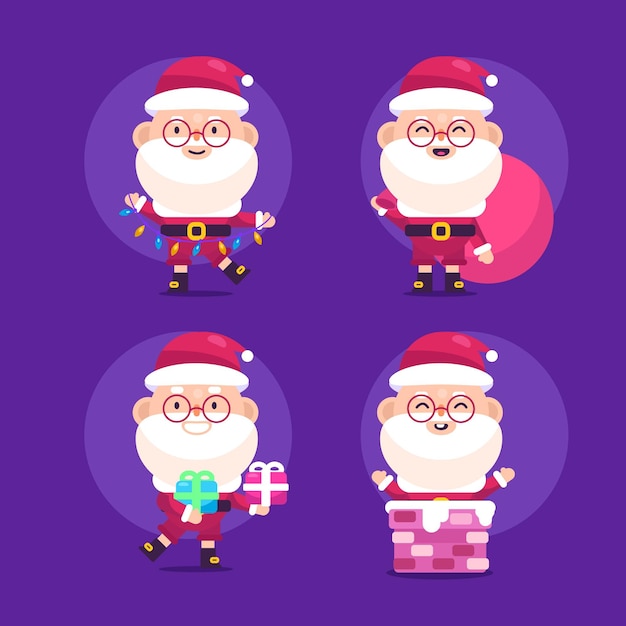 Vector colección personajes planos de santa claus