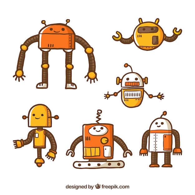 Colección de personajes de robot hechos a mano