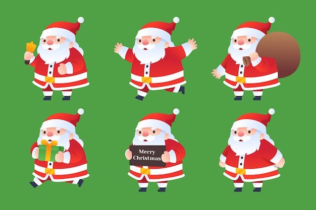 Vector colección de personajes de santa claus degradados