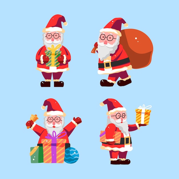 Vector colección personajes de santa claus dibujados a mano