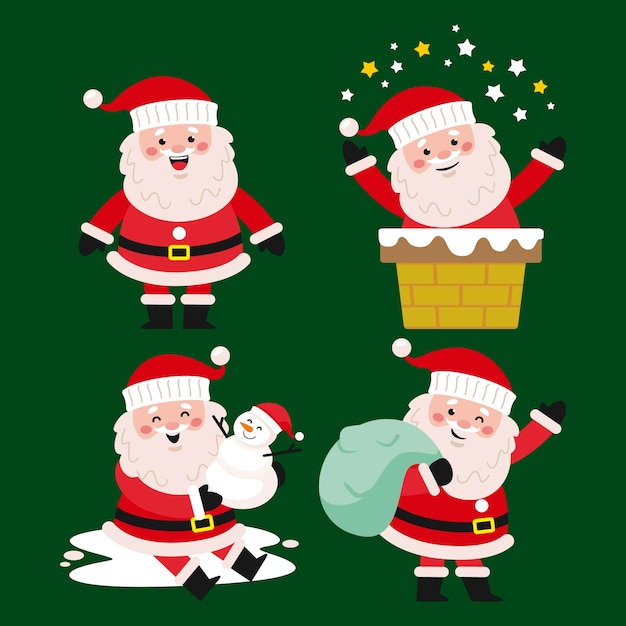 Vector colección personajes de santa claus dibujados a mano