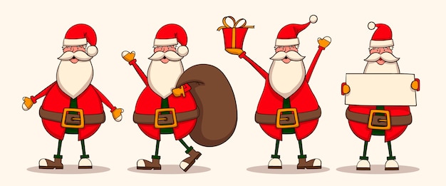 Vector colección personajes de santa claus dibujados a mano