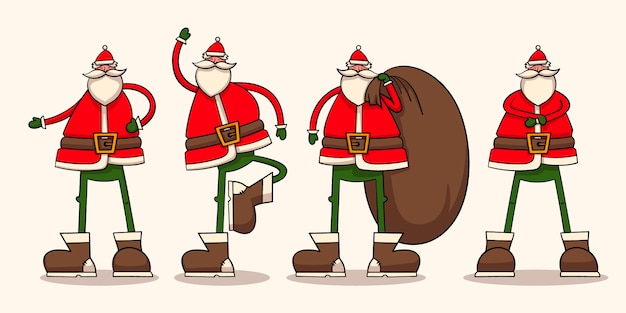 Vector colección personajes de santa claus dibujados a mano