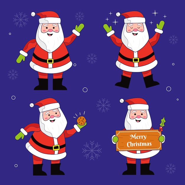 Vector colección personajes de santa claus dibujados a mano