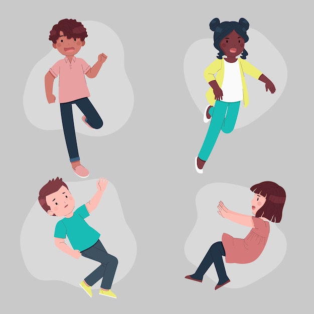 Colección personas cayendo diseño plano dibujado a mano