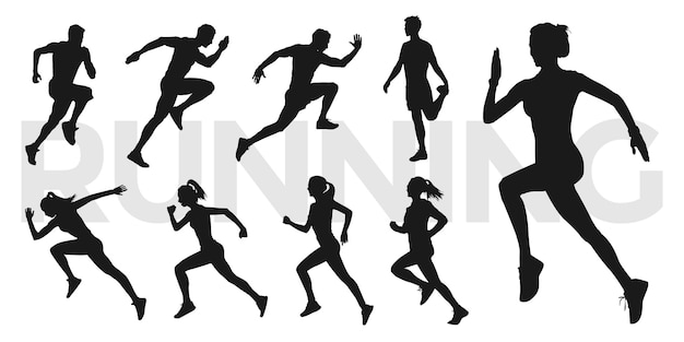 Vector colección de personas corriendo.