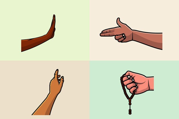 Colección de personas Manos con varios gestos Ilustración vectorial Concepto de icono de objeto de personas